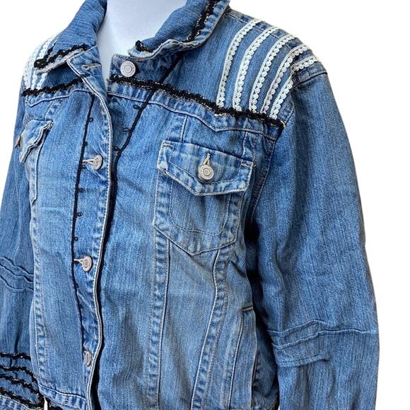 Sonoma Upcycled Lace Up Back Craft Jean Jacket - Picture 6 of 16